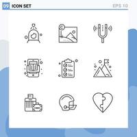 Set of 9 Modern UI Icons Symbols Signs for check list online concert mobile reference Editable Vector Design Elements