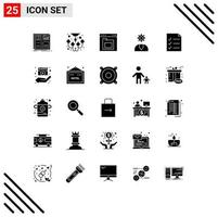 Modern Set of 25 Solid Glyphs Pictograph of service customer decorate call folder Editable Vector Design Elements