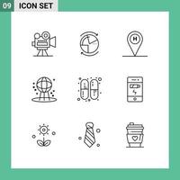 9 User Interface Outline Pack of modern Signs and Symbols of capsule space server earth location Editable Vector Design Elements