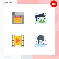 Modern Set of 4 Flat Icons and symbols such as web media player date travel player Editable Vector Design Elements