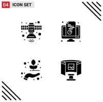 4 Universal Solid Glyphs Set for Web and Mobile Applications communication document space computer nature Editable Vector Design Elements