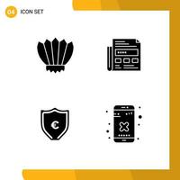 Universal Icon Symbols Group of 4 Modern Solid Glyphs of diving euro ocean ad shield Editable Vector Design Elements