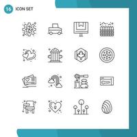 Universal Icon Symbols Group of 16 Modern Outlines of hearts real box heating online Editable Vector Design Elements