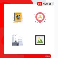 Modern Set of 4 Flat Icons Pictograph of address factory gas waste image Editable Vector Design Elements