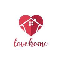 Simple icon of house with heart shape within. House line art shape. Vector symbol logo template easy to edit.