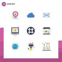 Modern Set of 9 Flat Colors Pictograph of award alert cloudy notification essentials Editable Vector Design Elements