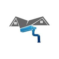 house roof gutter logo design. home pipe installation vector template illustration