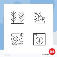 paquete de iconos de vector de stock de 4 signos y símbolos de línea para elementos de diseño de vector editables de posición de pala de agricultura objetivo de cereal