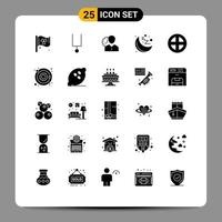 Pictogram Set of 25 Simple Solid Glyphs of decoration health man gym timing Editable Vector Design Elements