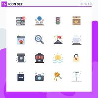 Group of 16 Flat Colors Signs and Symbols for web home trafic gaming treasure Editable Pack of Creative Vector Design Elements