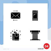 Group of 4 Modern Solid Glyphs Set for message heart phone huawei romance Editable Vector Design Elements