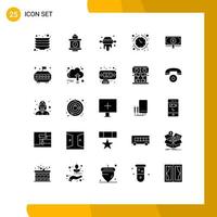 Modern Set of 25 Solid Glyphs Pictograph of dollar search rolling fund time Editable Vector Design Elements