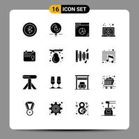 16 Creative Icons Modern Signs and Symbols of love video browser tutorial internet Editable Vector Design Elements