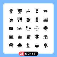 Set of 25 Vector Solid Glyphs on Grid for human gender data gender lump Editable Vector Design Elements