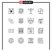 16 Universal Outlines Set for Web and Mobile Applications box communication signal call mens day Editable Vector Design Elements