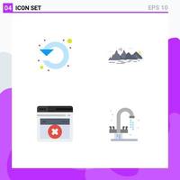 Set of 4 Modern UI Icons Symbols Signs for circle cliff rotate hill web Editable Vector Design Elements