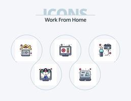 Work From Home Line Filled Icon Pack 5 Icon Design. house. building. worker. sharing online. file sharing vector