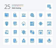 alojamiento web paquete de 25 iconos de color azul que incluye programación. Configuración del servidor. agregar. configuración. configuración vector