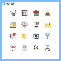 Pictogram Set of 16 Simple Flat Colors of profit security music network computer Editable Pack of Creative Vector Design Elements