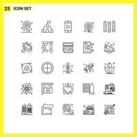 Set of 25 Modern UI Icons Symbols Signs for education marker science location day Editable Vector Design Elements