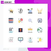 Modern Set of 16 Flat Colors Pictograph of data hands ai caring valentine Editable Pack of Creative Vector Design Elements