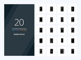 20 Mobile Phone Solid Glyph icon for presentation vector