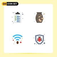 Group of 4 Modern Flat Icons Set for web bug nuts cafe security Editable Vector Design Elements