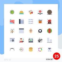 Flat Color Pack of 25 Universal Symbols of search glass parcel find lantern Editable Vector Design Elements