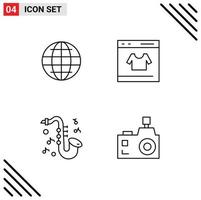 Universal Icon Symbols Group of 4 Modern Filledline Flat Colors of world instrument security online saxophone Editable Vector Design Elements