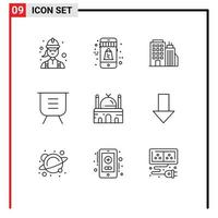 9 Universal Outline Signs Symbols of remove minus sale delete headoffice Editable Vector Design Elements