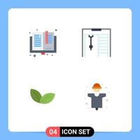 Modern Set of 4 Flat Icons and symbols such as back to school leaf library gymnast spring Editable Vector Design Elements