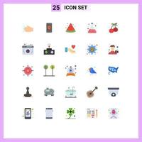 Flat Color Pack of 25 Universal Symbols of cherry lab fruit acid lab Editable Vector Design Elements