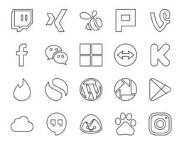 20 Social Media Icon Pack Including apps picasa microsoft cms simple vector