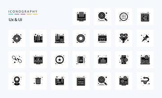 25 Ux And Ui Solid Glyph icon pack vector