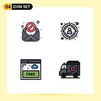 4 Filledline Flat Color concept for Websites Mobile and Apps email technology seo access medical Editable Vector Design Elements