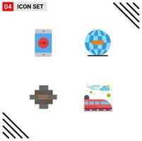 Set of 4 Modern UI Icons Symbols Signs for application building mobile application globe electric Editable Vector Design Elements