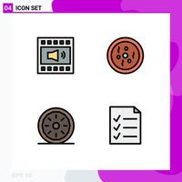 Pack of 4 Modern Filledline Flat Colors Signs and Symbols for Web Print Media such as amplifier bakery speaker dish pie Editable Vector Design Elements