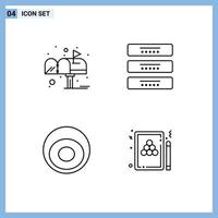 Stock Vector Icon Pack of 4 Line Signs and Symbols for box accessories post drawer fashion Editable Vector Design Elements