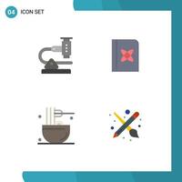 User Interface Pack of 4 Basic Flat Icons of chemistry cooking microscope formula food Editable Vector Design Elements