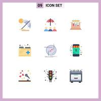 Universal Icon Symbols Group of 9 Modern Flat Colors of connection chain test records health Editable Vector Design Elements