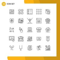 Set of 25 Modern UI Icons Symbols Signs for file process tick creative dial Editable Vector Design Elements