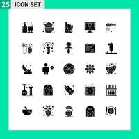 25 Universal Solid Glyph Signs Symbols of honey security fanatic lock computer Editable Vector Design Elements