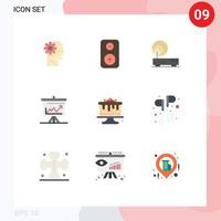 Pictogram Set of 9 Simple Flat Colors of dessert presentation hardware board chart Editable Vector Design Elements