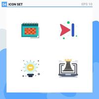 4 Universal Flat Icons Set for Web and Mobile Applications calendar skip event timetable light Editable Vector Design Elements