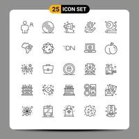 Universal Icon Symbols Group of 25 Modern Lines of solution cog advertising hand loudspeaker Editable Vector Design Elements