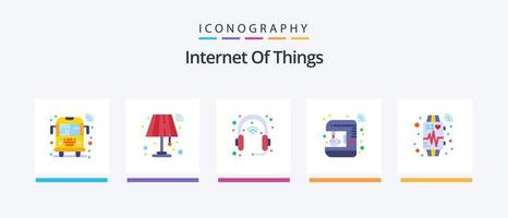 Internet Of Things Flat 5 Icon Pack Including smart. internet. device. house. set. Creative Icons Design vector