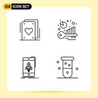 Set of 4 Commercial Filledline Flat Colors pack for cards start benchmark keyword analysis phone Editable Vector Design Elements