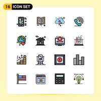 16 Thematic Vector Flat Color Filled Lines and Editable Symbols of signals receiver reading phone fall Editable Creative Vector Design Elements