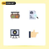 Set of 4 Vector Flat Icons on Grid for shopping design board search monitor Editable Vector Design Elements