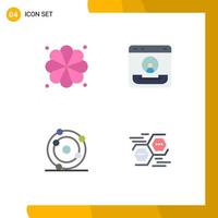 4 Flat Icon concept for Websites Mobile and Apps plumeria bio call contact biochemistry Editable Vector Design Elements